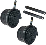 700 x 35/43C Inner Tubes (27" X 1-3/8") with Tire Levers and Metal Air Caps for Bicycle, Straight Schrader Valve (33mm or 48mm)  - 2 Pack