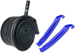 700 x 35/43C Bike Tube (27" X 1-3/8") with Color Tire Levers and Metal Air Cap, Schrader Valve