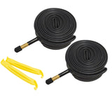 700 x 35/43C Inner Tubes (27" X 1-3/8") with Tire Levers and Metal Air Caps for Bicycle, Straight Schrader Valve (33mm or 48mm)  - 2 Pack