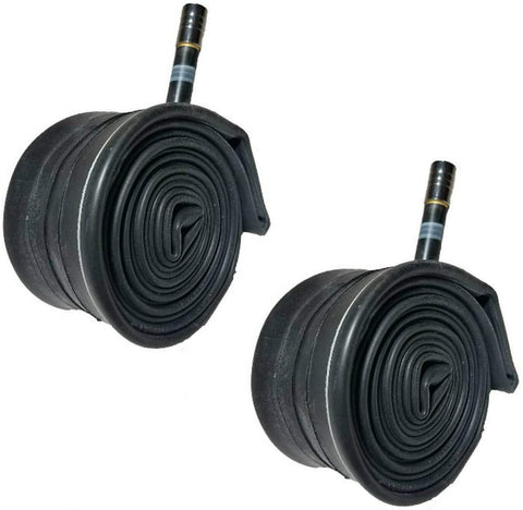 Pair of 700 x 35/43C Inner Tubes (27" X 1-3/8") with Straight Schrader Valve for Hybrid Touring Road Bicycle Bike Cycling - with Metal Air Caps